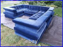 Vintage, 1970's, Hans Hopfer, Roche Bobois, Mah Jong sofa, huge, original blue velvet