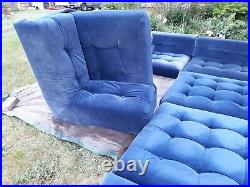 Vintage, 1970's, Hans Hopfer, Roche Bobois, Mah Jong sofa, huge, original blue velvet