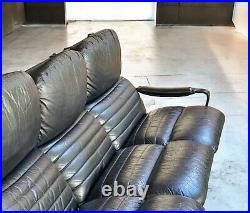 Vintage 1970s Mid Century Leather & Bentwood Sofa By Tessa