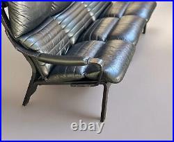 Vintage 1970s Mid Century Leather & Bentwood Sofa By Tessa