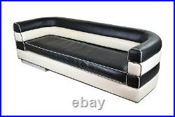 Vintage 1980s Art Deco Channel Back Sofa Stepped Base Attributed Interior Crafts