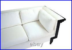 Vintage 1980s Modern Art Deco Interior Crafts Black Lacquer Stepped Front Sofa