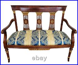 Vintage 20th C ENGLISH Carved & Gilt REGENCY Style SETTEE Sofa LOVESEAT