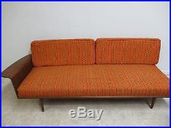 Vintage 2 Piece Mid Century Danish Bent Wood Walnut Sofa Love Seat Couch