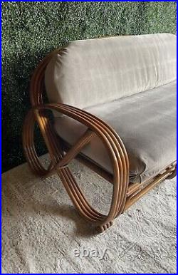 Vintage 4Strand Rattan Sculptural Sofa with Pretzel Arms and Rainbow Arch Back