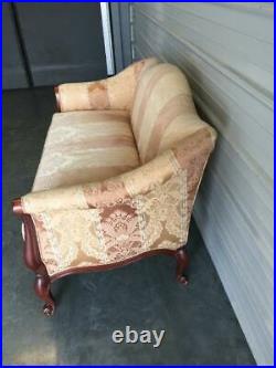 Vintage 53 Hickory Chair Upholstered Chippendale Camel Back Loveseat