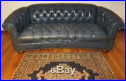 Vintage 6 Long Chesterfield Sofa Couch Teal Blue Tufted Leather Overall BunFeet