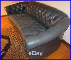 Vintage 6 Long Chesterfield Sofa Couch Teal Blue Tufted Leather Overall BunFeet