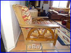 Vintage A Brandt Western Oak Wagon Wheel living room set. The Roy Rogers look