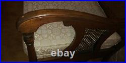 Vintage Antique Cane Back Sofa Couch Cushions Pillows 72x 27x 36 Upholstered