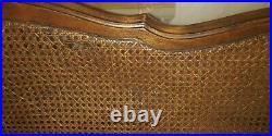 Vintage Antique Cane Back Sofa Couch Cushions Pillows 72x 27x 36 Upholstered