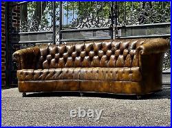 Vintage Antique Curved Tufted Leather chesterfield sofa