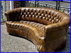 Vintage Antique Curved Tufted Leather chesterfield sofa