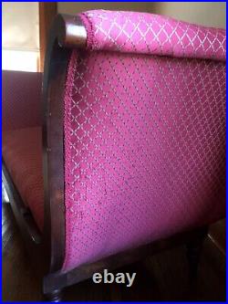 Vintage Antique European Upholstered Mahogany Récamier Chaise Lounge