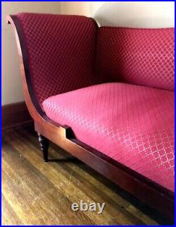 Vintage Antique European Upholstered Mahogany Récamier Chaise Lounge