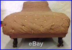 Vintage Antique Fainting Couch Sofa Chaise Rose Upholstery w Carved Wooden Legs