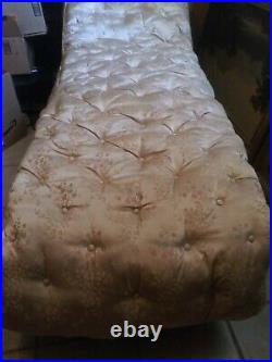 Vintage Antique Fainting Couch Sofa Chaise Upholstery w Carved Wooden Legs
