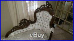 Vintage Antique Fainting couch Chase distinctive carved wood Beautiful