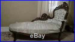Vintage Antique Fainting couch Chase distinctive carved wood Beautiful