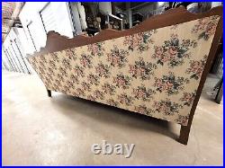 Vintage Antique French Gilt Style Floral Flowers White Sofa Couch 1960s