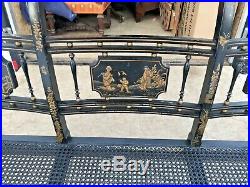 Vintage Antique Oriental Influenced Chinoiserie Decorated Sofa Settee