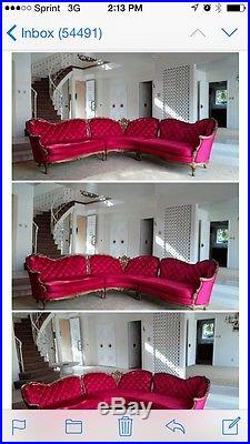 Vintage Antique Red Velvet Settee Sofa Couch Love Seat Chase Lounge