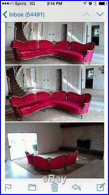 Vintage Antique Red Velvet Settee Sofa Couch Love Seat Chase Lounge