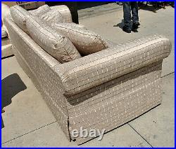 Vintage Baker Furniture Upholstered Rolled Arm Down Sofa & Chair Set