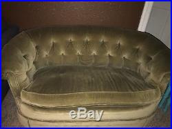 Vintage Bakers Furniture Beige Tufted Couch Loveseat