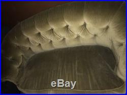 Vintage Bakers Furniture Beige Tufted Couch Loveseat
