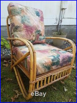Vintage Bamboo Living Room Set 3 piece set (sofa, chair, and footrest)