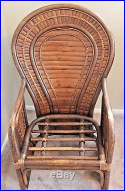 Vintage Bamboo&Rattan 4 Matching Chairs, Table Base, Side Table & Big Kahuna Chair