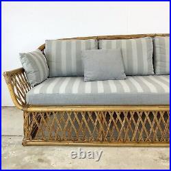 Vintage Boho Coastal Sofa Three Seat Ficks Reed Style