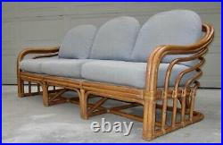 Vintage Brown Jordan Rattan bamboo sofa couch mid century Hollywood Regency