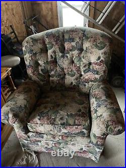 Vintage Broyhill Flared Tuxedo Chair Floral