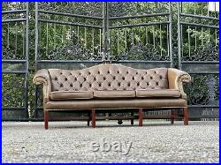 Vintage Button Tufted Leather Chesterfield Sofa