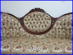 Vintage Carlton Mclendon Mahogany Victorian Ballon Back Sofa Love Seat Couch