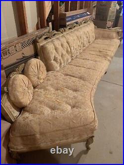 Vintage Carved French Provincial Sofa 115 long curved