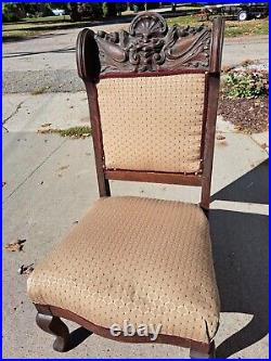 Vintage Carved Settee and Side Chair Gothic