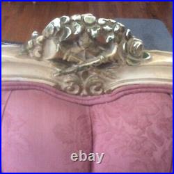 Vintage Carved musical horns French Provincial Sofa 86 long Hoke Furniture