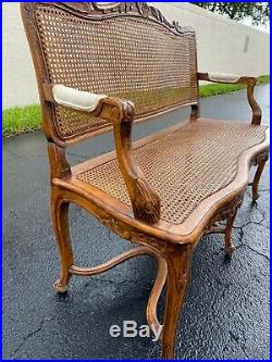 Vintage Century Chair Co. French Country Provincial Cane Loveseat Settee Sofa