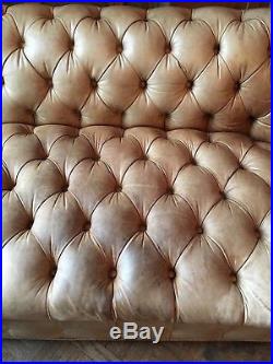 Vintage Chesterfield Leather Couch, Bakers Furniture Beige Tufted Couch Loveseat