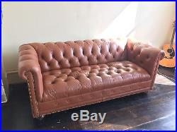 Vintage Chesterfield Sofa Couch Timeless Classic Style Den Americana Brown Tuff