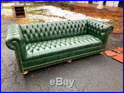 Vintage Chesterfield Sofa Green tufted button Furniture by Hickory Leather Co