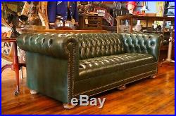 Vintage Chesterfield Sofa Green tufted button Furniture by Hickory Leather Co