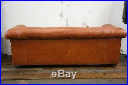 Vintage Chesterfield Sofa tufted button Caramel Leather Living Room Furniture