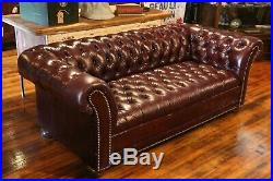 Vintage Chesterfield sofa leather couch Burgundy Tufted Furniture Library Office