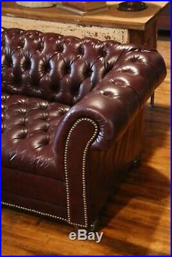 Vintage Chesterfield sofa leather couch Burgundy Tufted Furniture Library Office