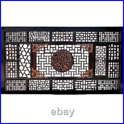 Vintage Chinese Brown Golden Carving Fujian Graphic Canopy Bed cs7618