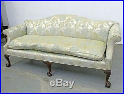 Vintage Chippendale Ball & Claw Down-Filled Camel Back Sofa